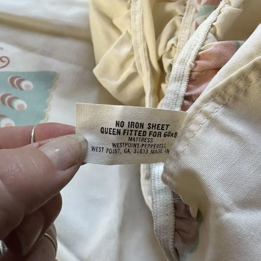 Vintage Westpoint-Pepperell Butterfly Queen Sheet Set. One Pillowcase. Boho. USA